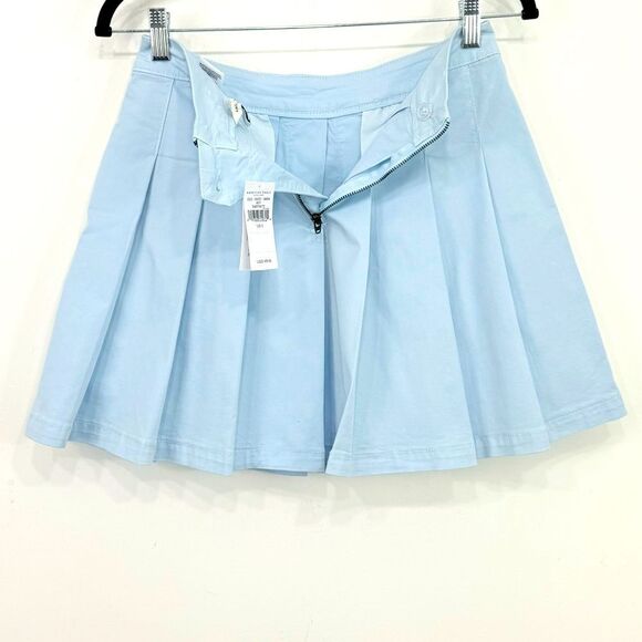American Eagle Light Blue Pleated Mini Skirt NEW - Picture 8 of 13
